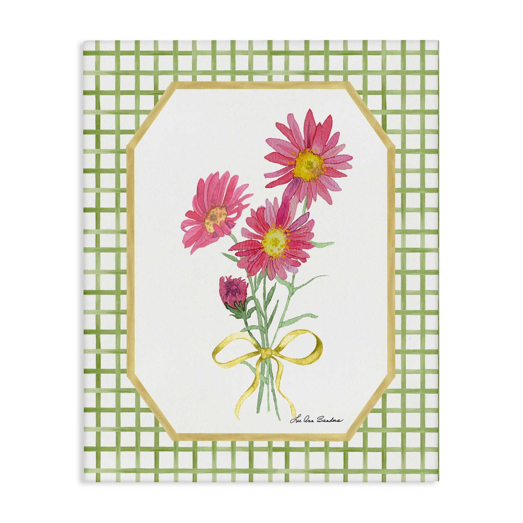 Botanical Story on Gingham Canvas Wall Art, design by Lee Ann Sanders