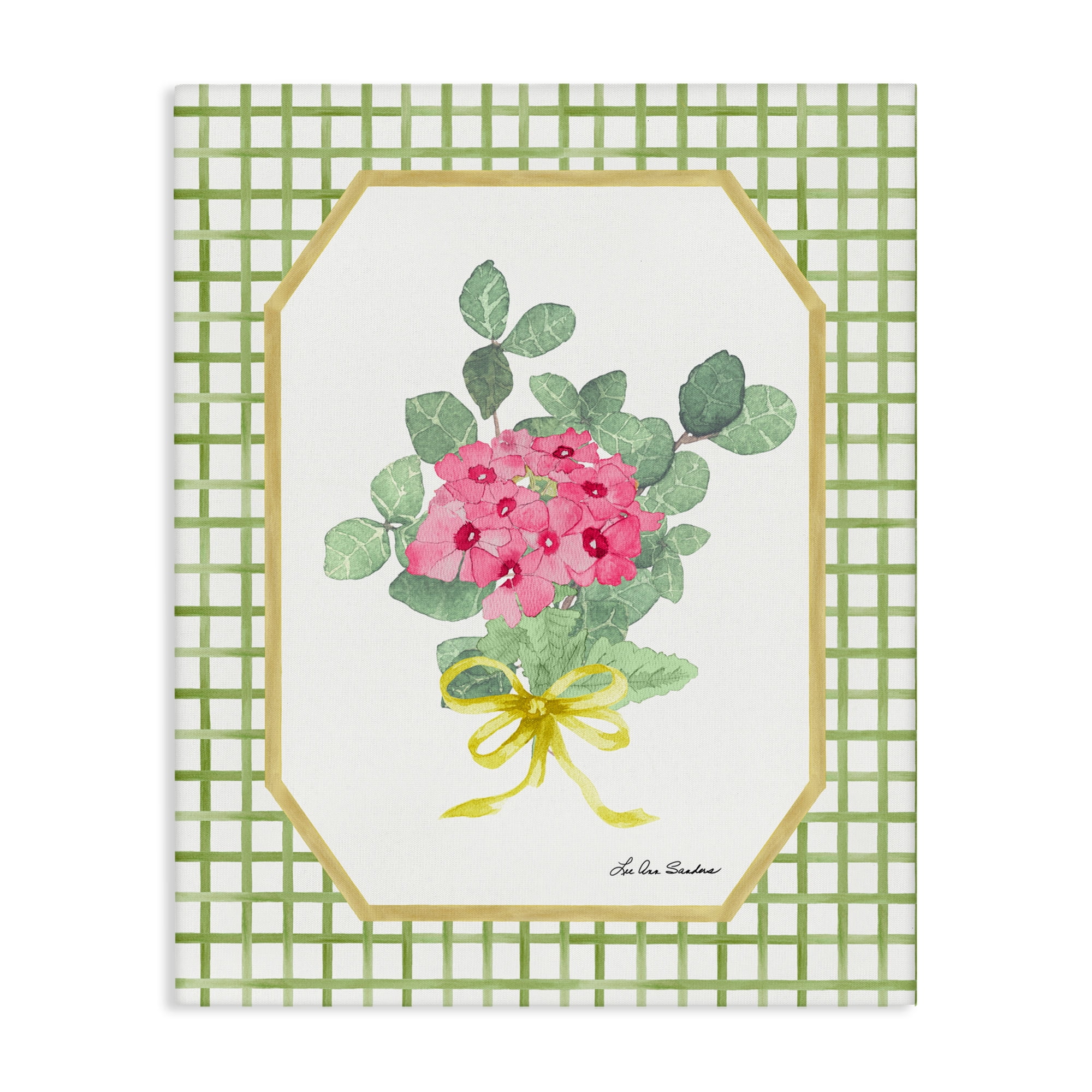 Botanical Story on Grid Pattern Canvas Wall Art, design by Lee Ann Sanders