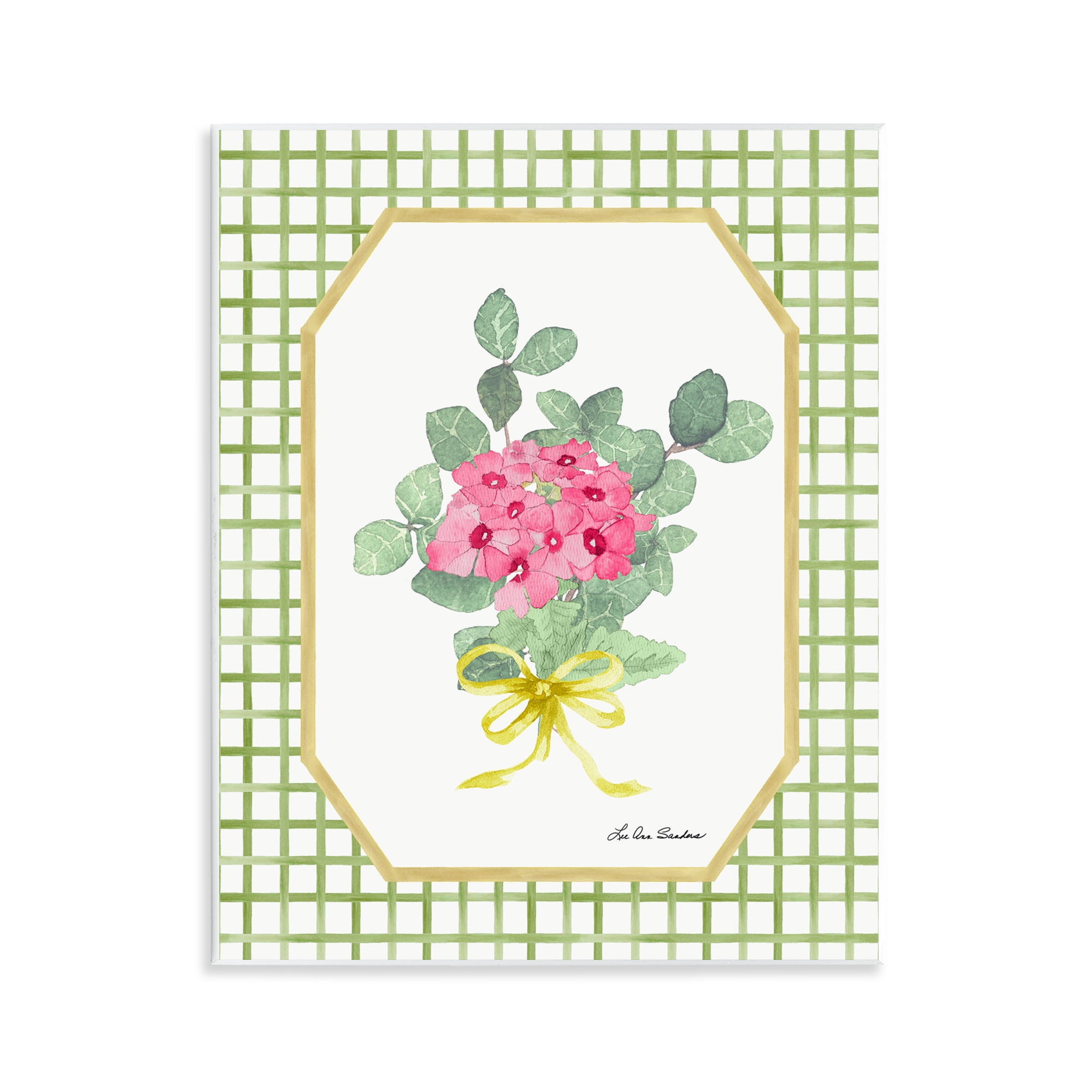Botanical Story on Grid Pattern Wall Plaque Art, design by Lee Ann Sanders