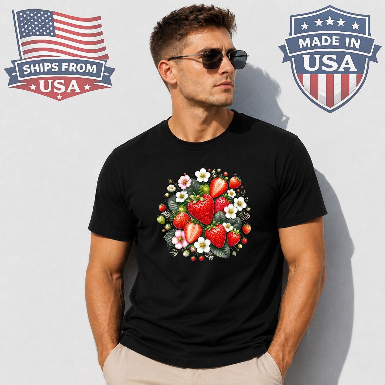 Botanical Strawberry Collage Graphic T-Shirt - Walmart.com