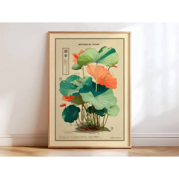 Botanical Study Lotus Leaf Japanese Nature Poster Unframed Paper Print