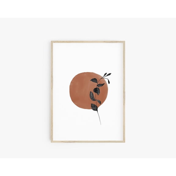 Botanical Sun Art Boho Sun Branches Terracotta Sun Minimalist Poster Unframed Paper Print