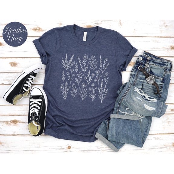 Botanical T Shirt, Vintage Wildflower T-Shirt, Flower T Shirt, Vintage Botanical, Botanical Print, Vintage Flower Shirt, Plant Lover Gift Tshirt All Size S-5XL