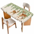 thumbnail image 1 of Botanical Table Cloths for 5 Foot Rectangle Tables, Spring Leaves Flowers Deers Birds Country Biege Patio Waterproof Elastic Fitted Tablecloths, Washable Rectangular Table Cover for Camping, 1 of 8
