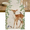 thumbnail image 1 of Botanical Table Runner - 48 Inch Long Spring Leaves Flowers Deers Birds Country Biege Cotton and Linen Blended Dress Scarves Farmhouse Table Runner for Kitchen Dining, Coffee Table, 13" x 48", 1 of 8