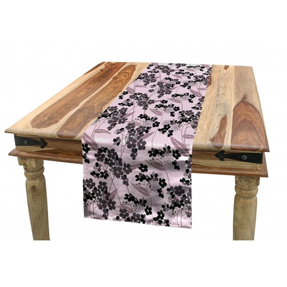 Botanical Table Runner, Abstract Forget Me Not Inflorescence Burgeoning Twigs Gentle Spring, Dining Room Kitchen Rectangular Runner, 3 Sizes, by Ambesonne