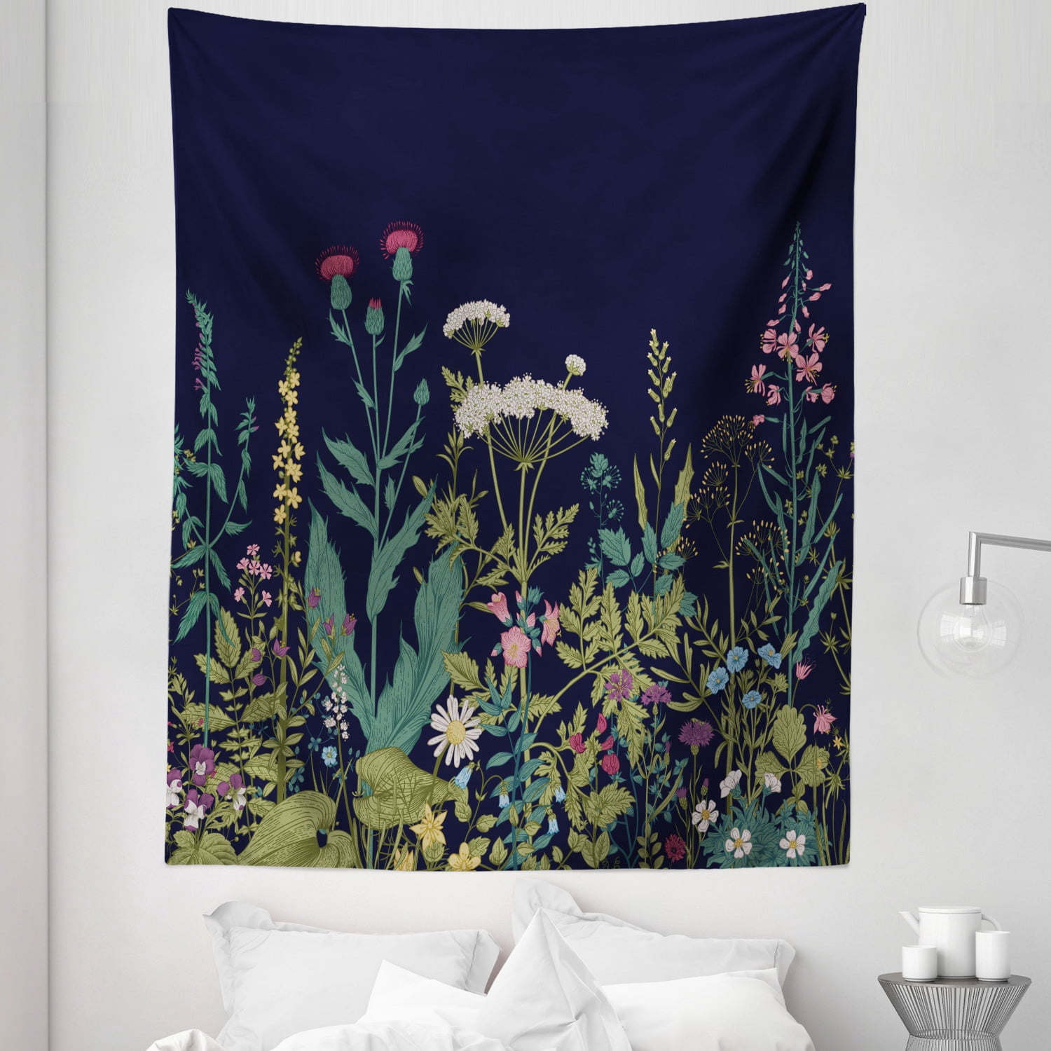 Botanical Tapestry, Blossoming Meadow Art with Various Herbs and