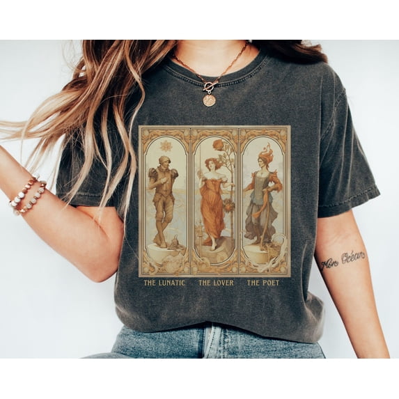 Botanical Tarot Fairy Shirt Vintage Literary Inspired Graphic Tee Dark Cottagecore Light Academia Comfort Colors Unisex Cotton T-Shirt, Size S-3XL