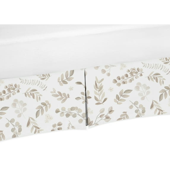 Botanical Taupe Floral Leaf Dust Ruffle Crib Skirt by Sweet Jojo Designs