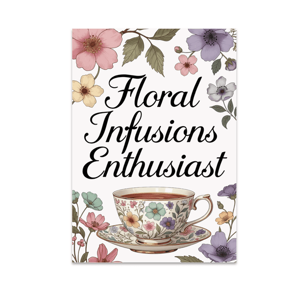 Botanical Tea Art - Floral Infusions Enthusiast - 13x19 Poster Print