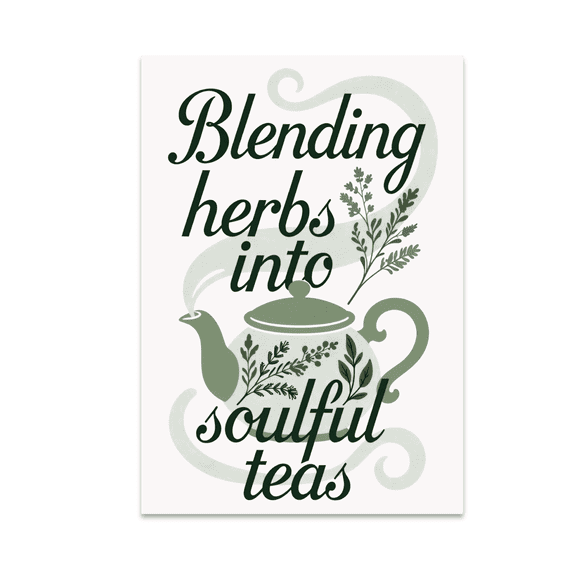 Botanical Tea Art Print - Tea Lover - 13x19 Poster Print