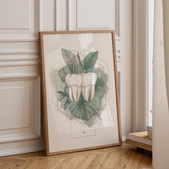 Botanical Teeth Dental Wall Art Print, Unframed Paper Poster 8x10in