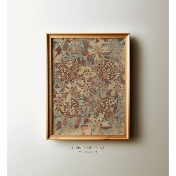 Botanical Textile Design Art, Vintage Rustic Floral Pattern Home Decor, Vivid Art Print Sh-325 Wall Art, Modern Wall Decor, 16x24 UNFRAMED