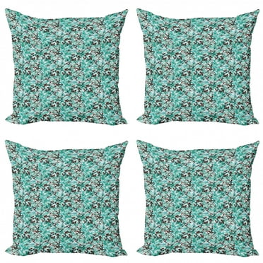 Botanical Throw Pillow Cushion Case Pack of 4, Abstract Nature Composition with Jumble Silhouettes of Tree Branches, Modern Accent Double-Sided Print, 4 Sizes, Multicolor, by Ambesonne