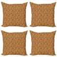 thumbnail image 1 of Botanical Throw Pillow Cushion Case Pack of 4, Childish Repeating Pattern of Abstract Tulips and Birds Print, Modern Accent Double-Sided Print, 4 Sizes, Orange and Multicolor, by Ambesonne, 1 of 2