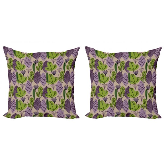 Ambesonne Botanical Throw Pillow Cover 2 Pack, Abstract Leaves Garden, 20", Pale Sepia Multicolor