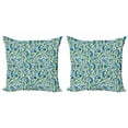 thumbnail image 1 of Botanical Throw Pillow Cushion Cover Pack of 2, Swirled Flower Petals Leaves Curved Flora Retro Blossom Pattern, Zippered Double-Side Digital Print, 4 Sizes, Forest Green Violet Blue, by Ambesonne, 1 of 2