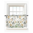 thumbnail image 1 of Botanical Tier Curtains 24 Inch Length,Sheer Curtains for Bedroom Living Room,Flower Floral Vintage Wildflower Garden Motifs Rod Pocket Voile Drapes Kitchen Curtains Small Window 27.5"x24" 2 Panels, 1 of 7