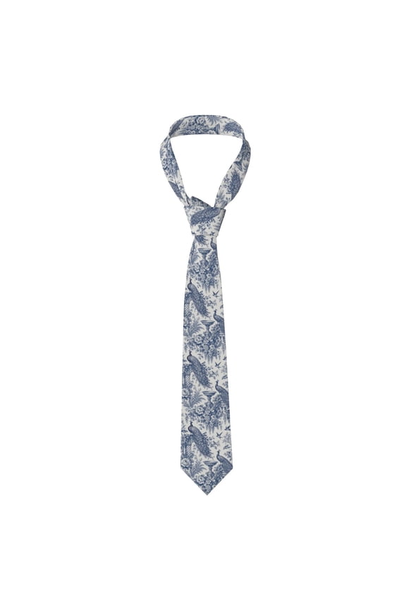 Botanical Toile Bird Pattern Men's Neck Tie Casual Necktie Formal Business Wedding Party