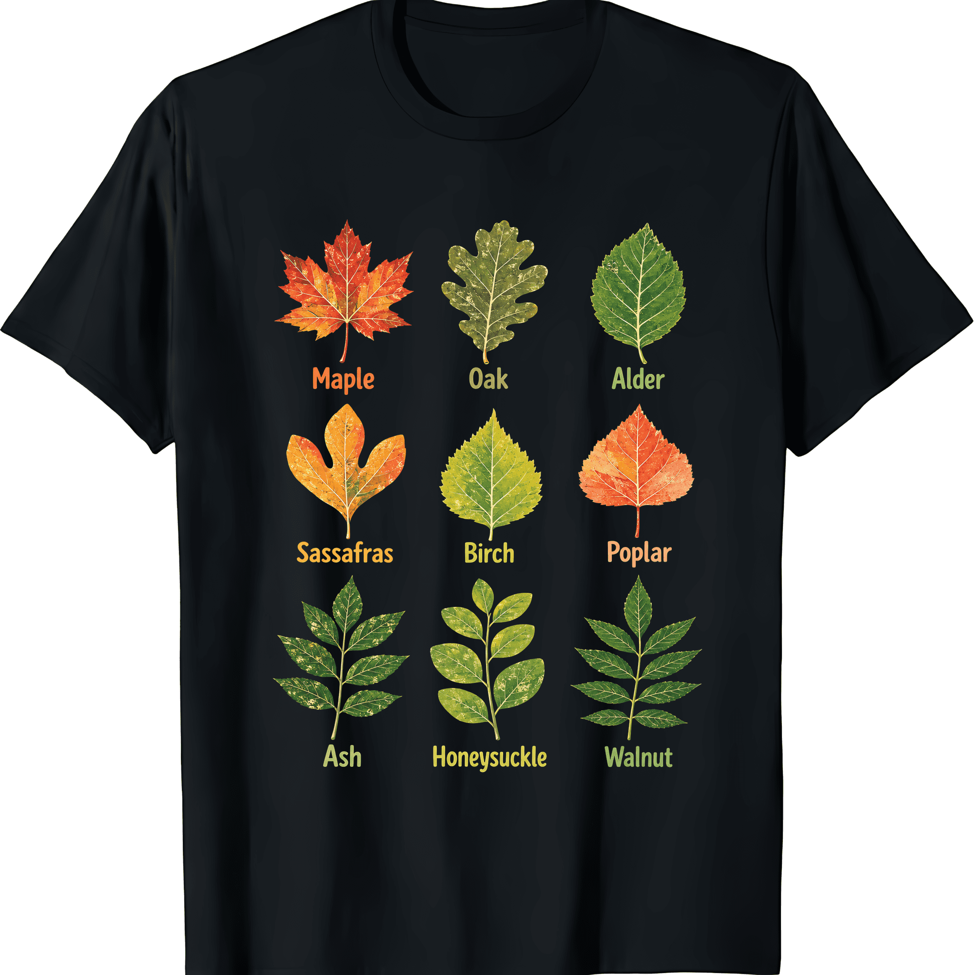 Botanical Tree Leaf Identification Chart Vintage Nature Graphic Short ...