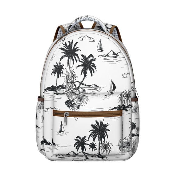 Botanical Tropical Backpack for Students Hawaiian Palm Leaf, Jungle Summer School Bag Vibrant Aloha Backpack for Travel, Sports