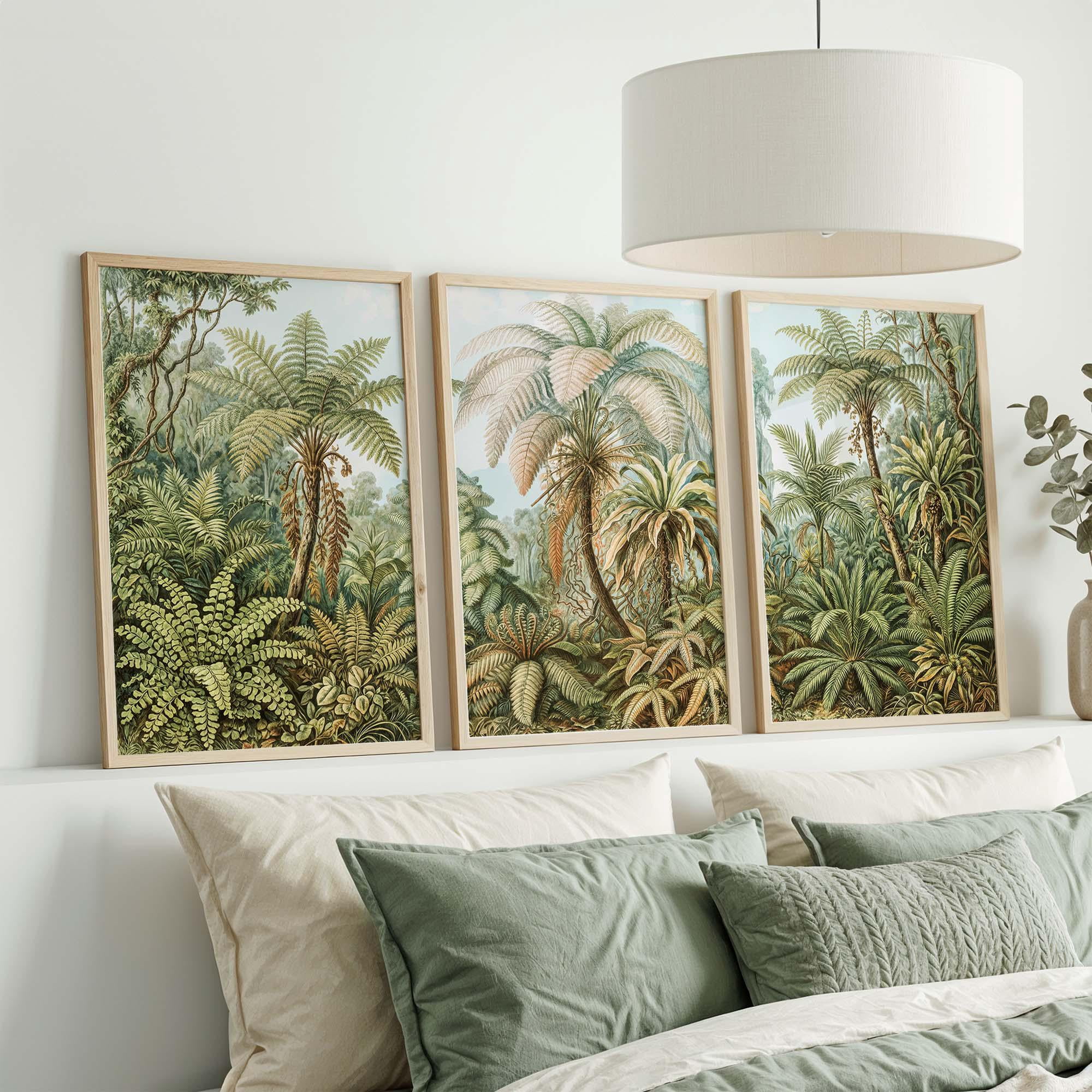 Botanical Tropical Jungle Palm Tree Fern Poster, Set 3, Poster Only ...