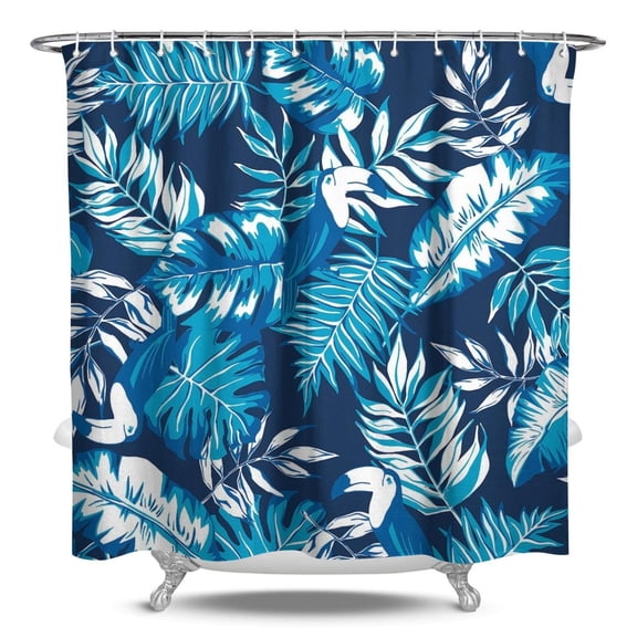 Botanical Tropical Leaf Shower Curtain 84" x 72" Hotel Style Bathroom Drapes Machine Washable