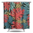 thumbnail image 1 of Botanical Tropical Leaf Shower Curtain, Waterproof and Machine Washable Fabric, Boho Bathroom Decor with Hooks, Inspired by Hawaiian Jungle Leaves, 1 of 5