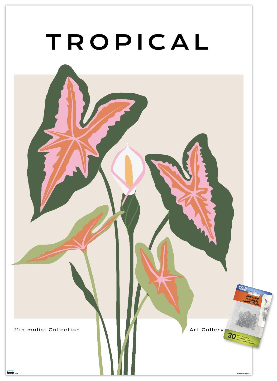 Botanical - Tropical Wall Poster with Push Pins, 22.375" x 34"