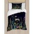 thumbnail image 1 of Botanical Twin Size Duvet Cover Set, Blossoming Meadow Artwork with Various Herbs and Flowers Rural Field Countryside, Decorative 2 Piece Bedding Set with 1 Pillow Sham, Multicolor, by Ambesonne, 1 of 3