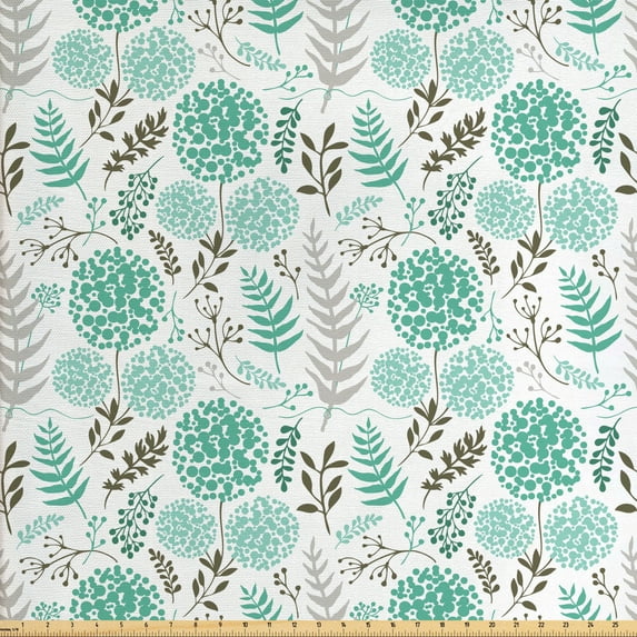 Botanical Upholstery Fabric by the Yard, Abstract Design Foliage Illustration with Floral Elements Dotted Leaves, Decorative Fabric for DIY and Home Accents, Multicolor by Ambesonne