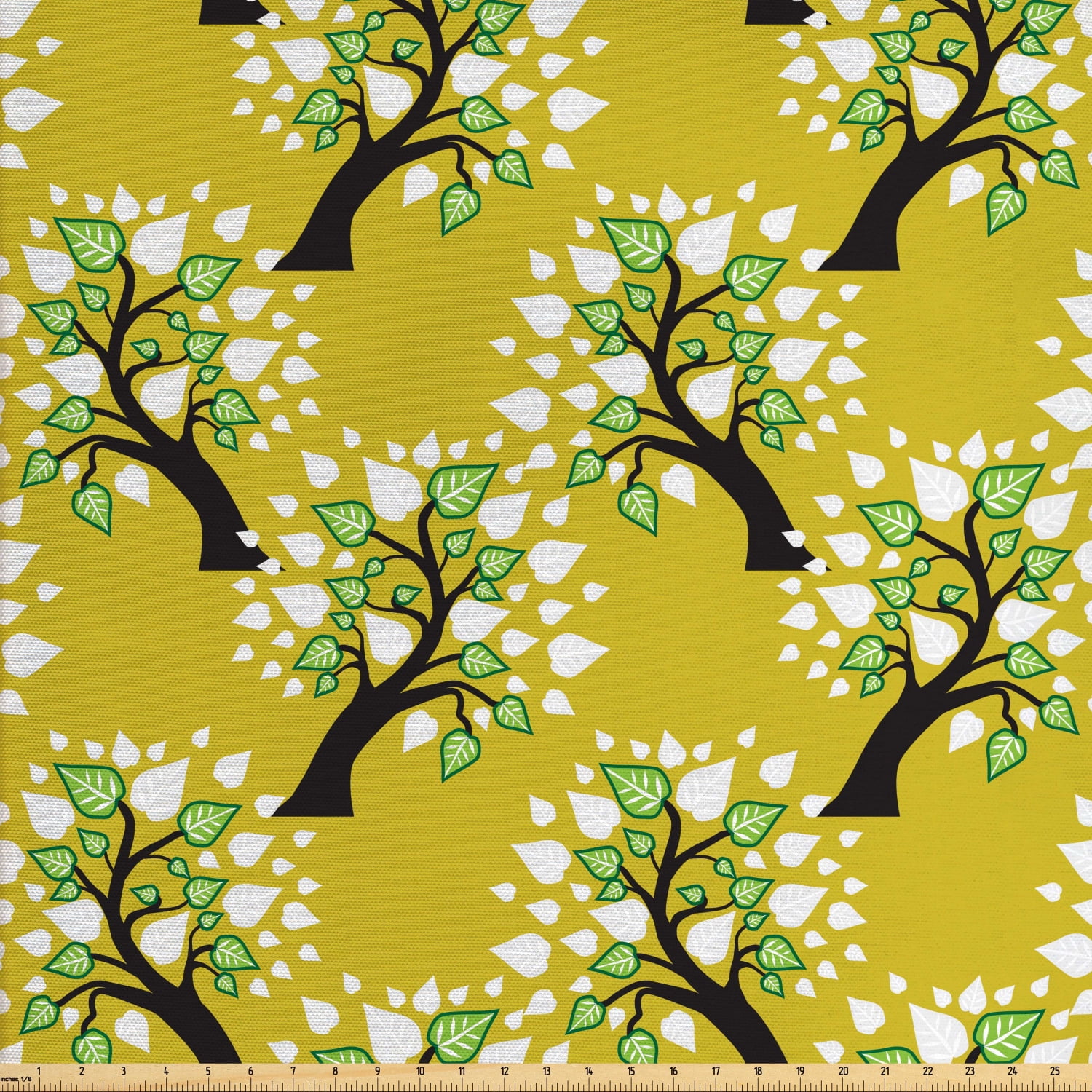 Botanical Upholstery Fabric by the Yard, Funky Trees with Abstract ...