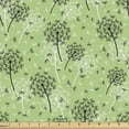 thumbnail image 1 of Ambesonne Botanical Fabric by the Yard Upholstery, Taraxacum Dandelion Art, 5 Yards, Green and Dark Grey, 1 of 5