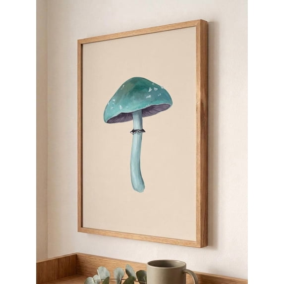Botinical Ard Botanical Verdigris Agaric Mushroom Art Mycology Art Kitchen Poster ...
