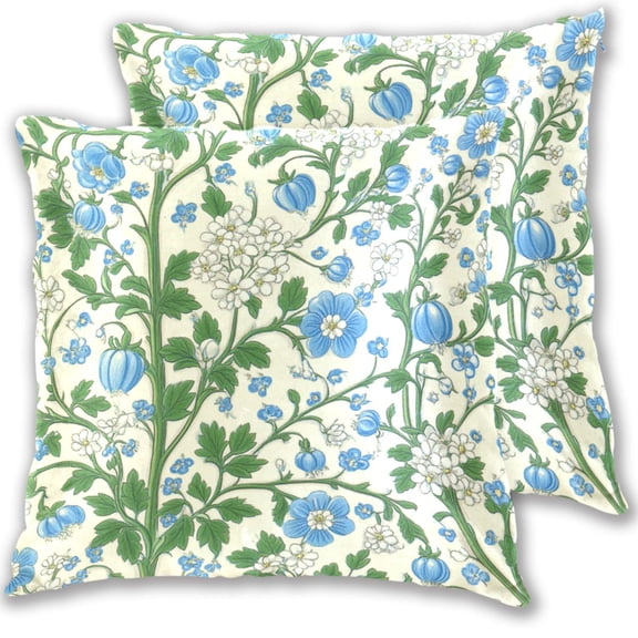 Botanical Vines and Floral Throw Pillow Covers 16x16 Inch 2 Packs Decorative Square for Living Room Couch Bed Sofa