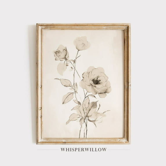 Botanical Vintage Drawing, Floral Sketch, Spring And Summer Decor, Vintage Art, Wall Decor, Poster Home Decor, 8x12 UNFRAMED