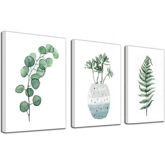 Botanical Wall Art for Bathroom Minimalist Boho Floral Prints Botanical Canvas Painting Green Plant Artwork Eucalyptus Leaf Pictures for Bedroom Living Room Decor