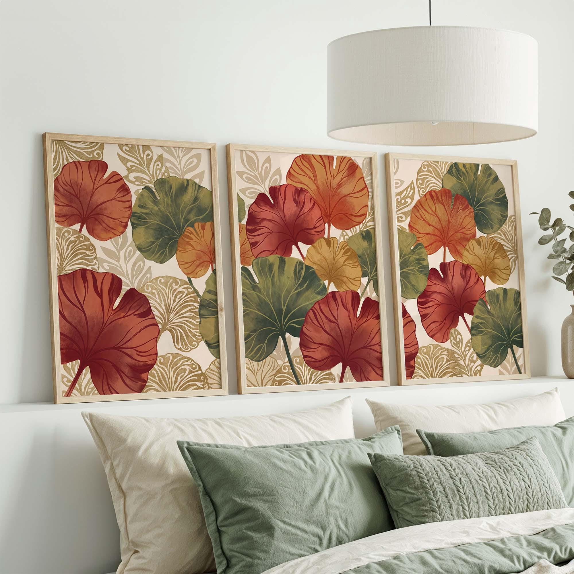 Botanical Wall Art Boho Leaf Prints Terracotta Green Gallery Wall ...