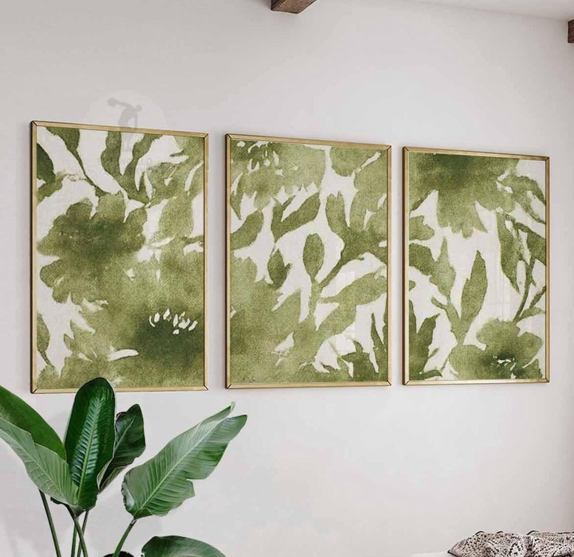 Botanical Wall Art Prints Green Leaf Modern Nature Inspired Version 2 ...