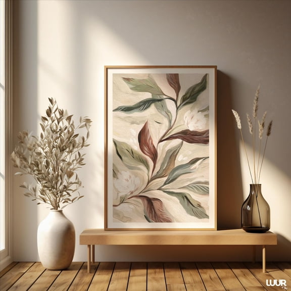 Botanical Wall Art, Rustic Green Leaf Print, Unframed Paper Poster 8x10in