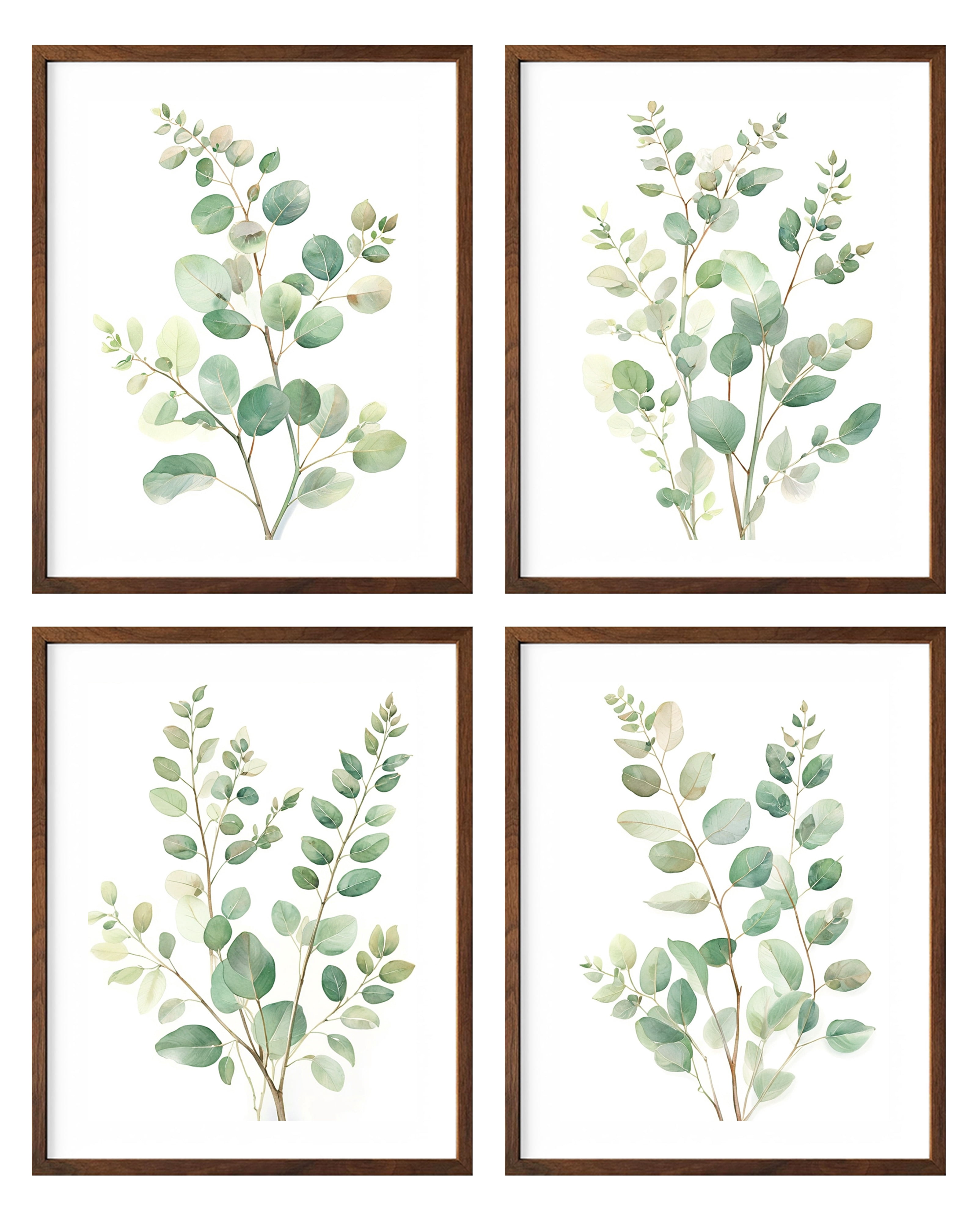 Botanical Wall Art Set of 4 Leaves Plants Framed Wall Decor 8x10 Sage ...