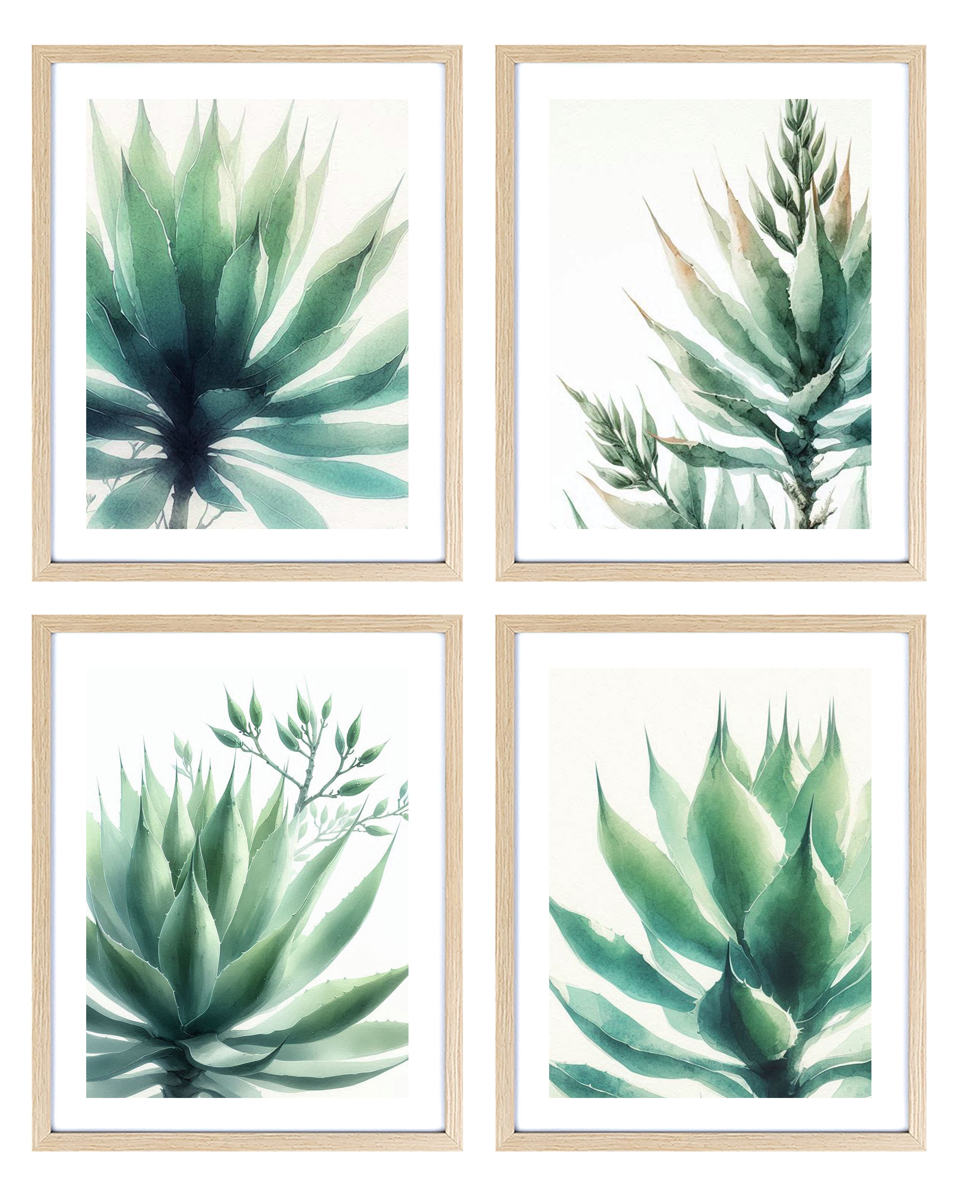 Botanical Wall Art Set of 4 Leaves Plants Framed Wall Decor 8x10 Sage ...