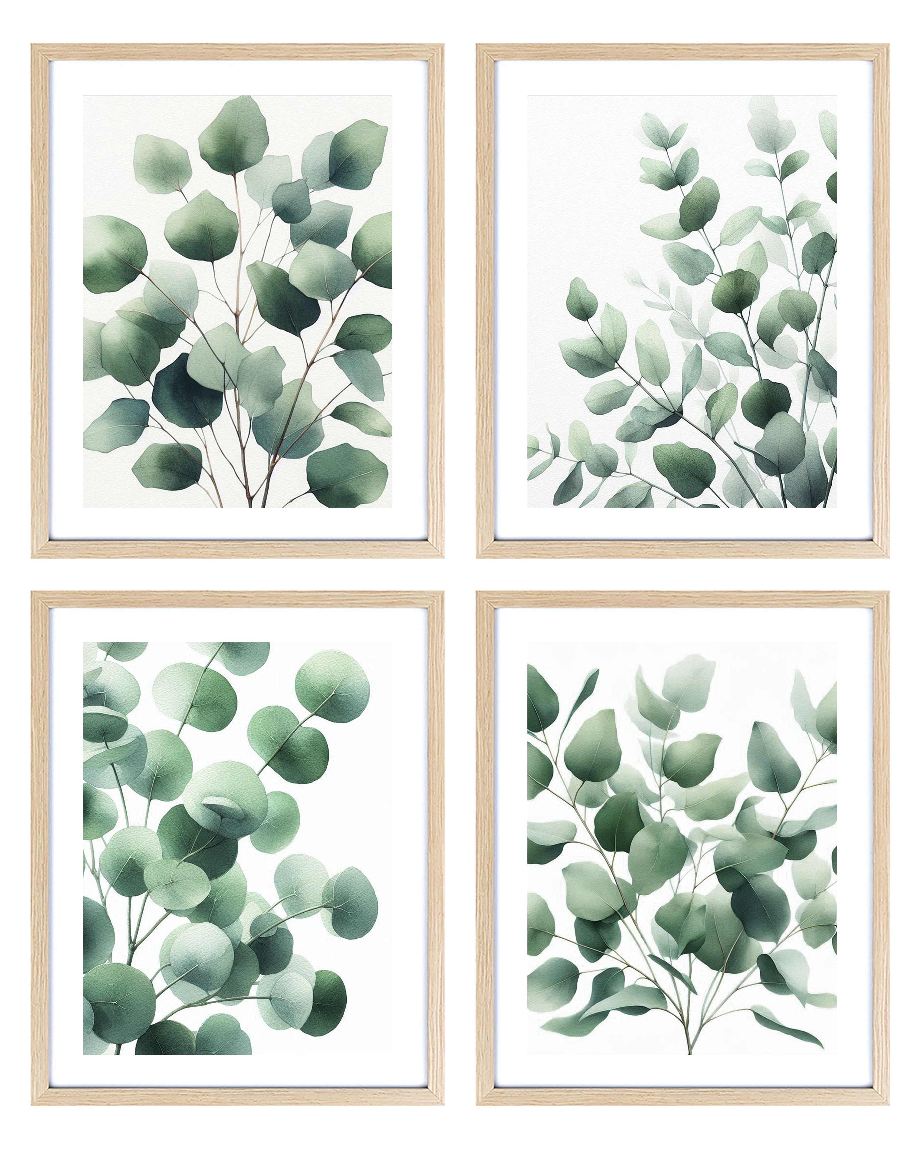 Botanical Wall Art Set of 4 Leaves Plants Framed Wall Decor 8x10 Sage ...