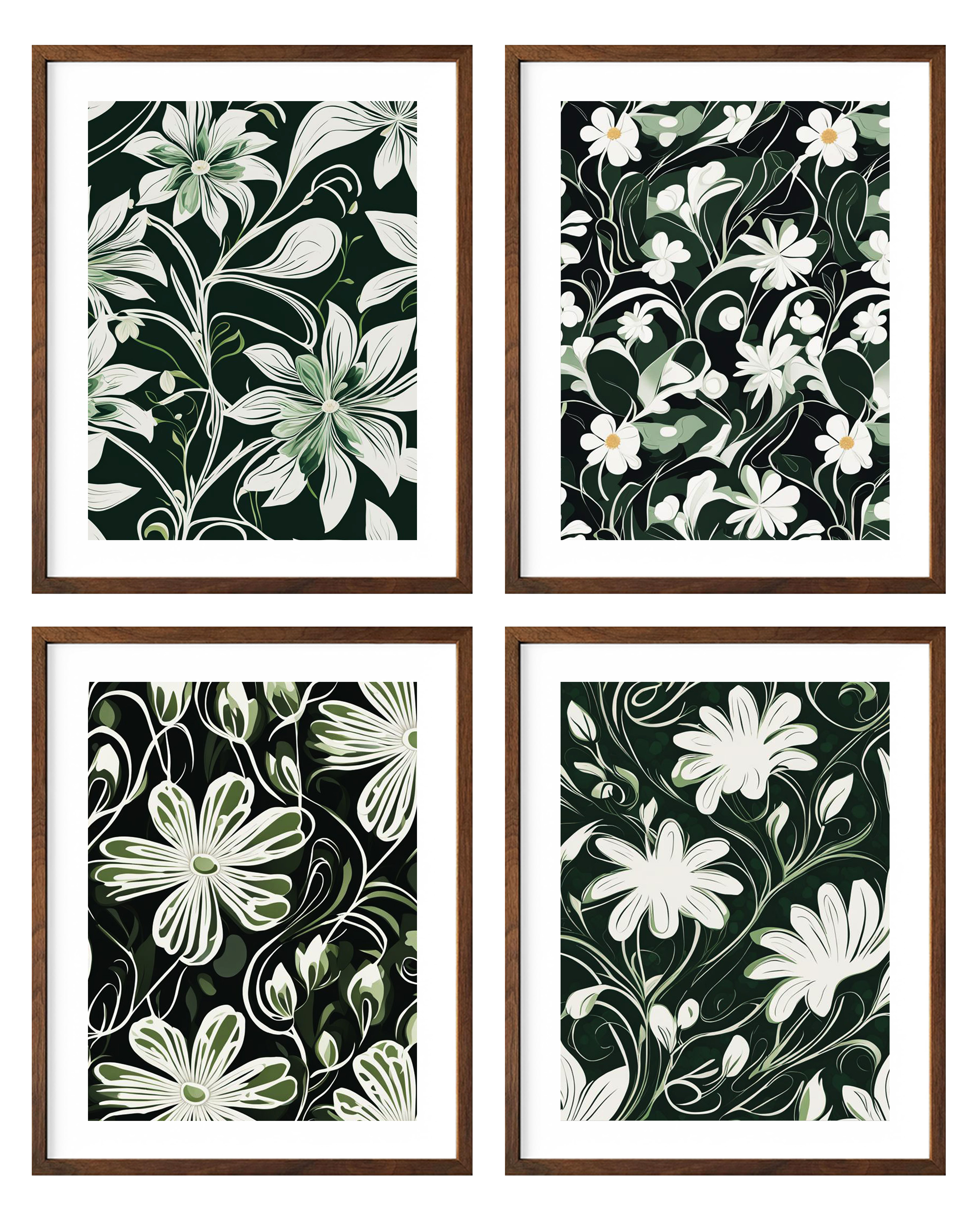 Botanical Wall Art Set of 4 Leaves Plants Framed Wall Decor 8x10 Sage ...