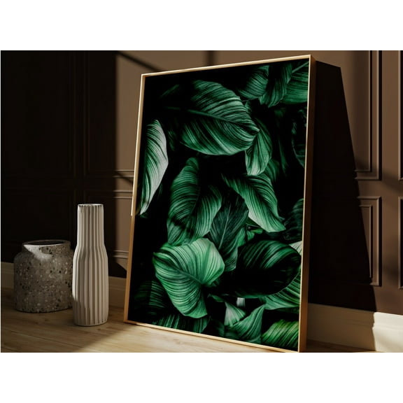 Botanical Wall Art · Tropical Art · Emerald Green Art · Palm Leaves · Maximalist Decor · Dark Home Decor · Dark Green Wall Art, Nature Print Wall Art, Modern Wall Decor, 8x12 UNFRAMED