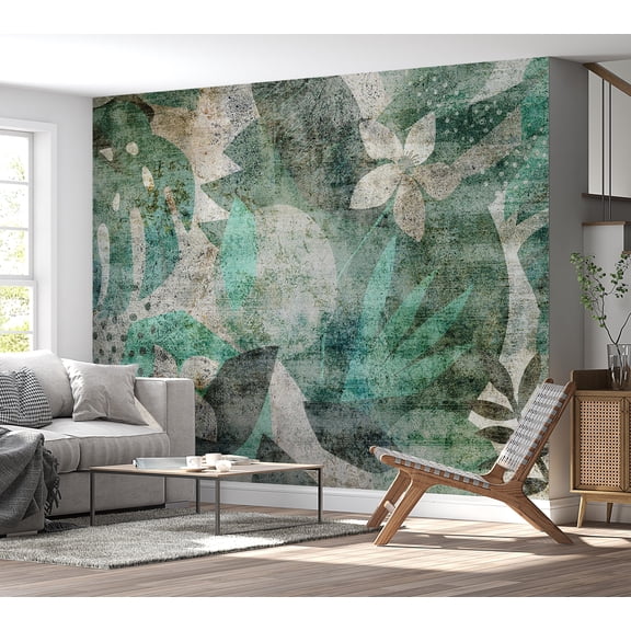 Botanical Wallpaper Wall Mural - Floristic Abstract Design