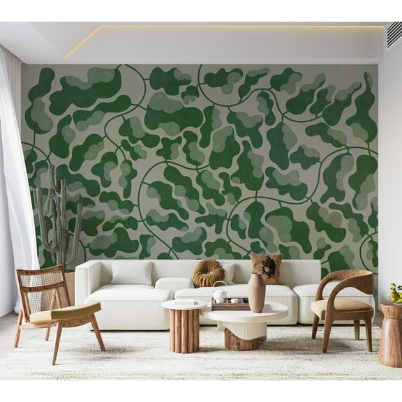 Botanical Wallpaper Wall Mural - Green Labyrinth