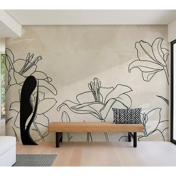Botanical Wallpaper Wall Mural - Sketch of Nature