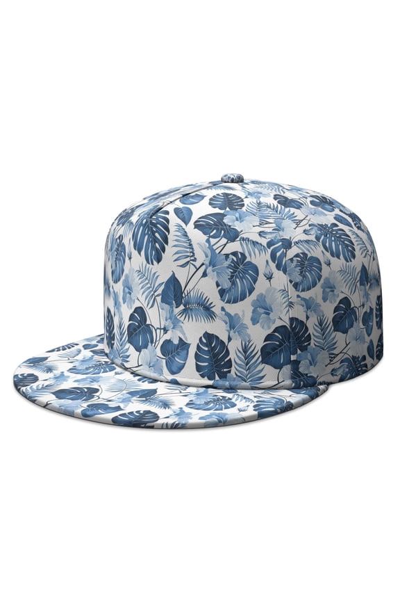 Botanical Watercolor Flat Brim Cap - Adjustable Unisex Baseball Hat