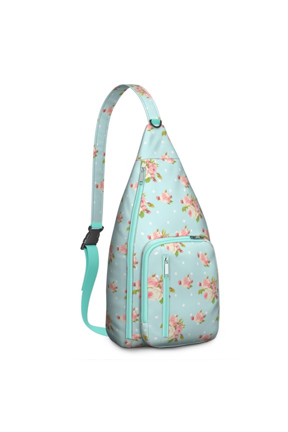Botanical Watercolor Sling Backpack - Soft Flower Painting Design, Compact Anti-Theft Crossbody Pack